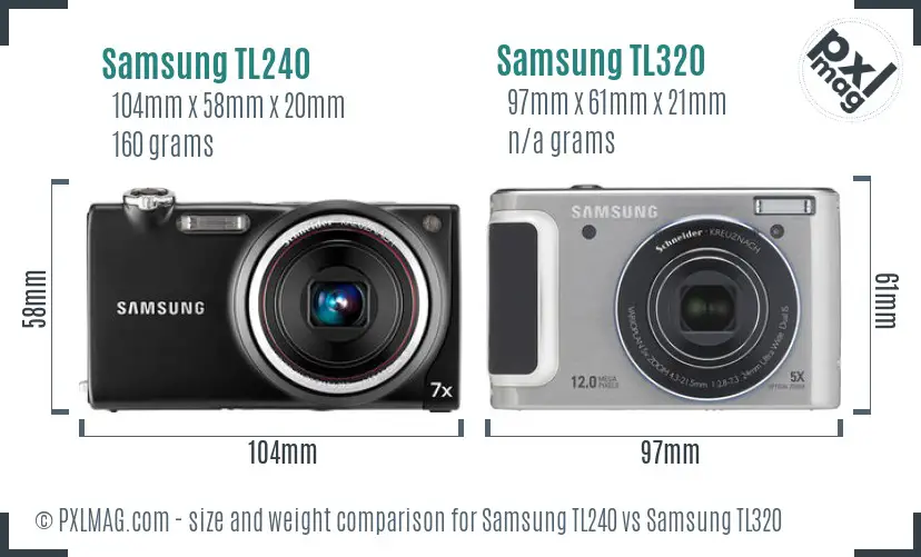Samsung TL240 vs Samsung TL320 size comparison