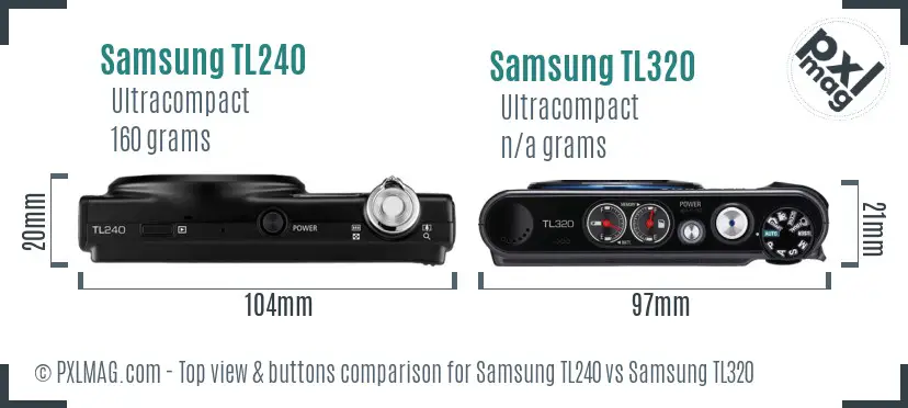 Samsung TL240 vs Samsung TL320 top view buttons comparison