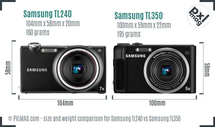 Samsung TL240 vs Samsung TL350 size comparison