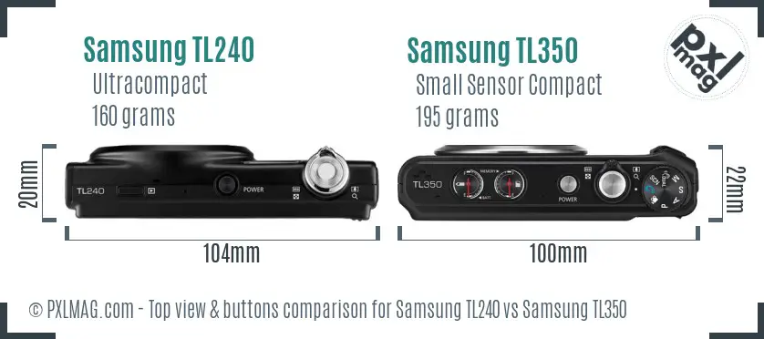 Samsung TL240 vs Samsung TL350 top view buttons comparison