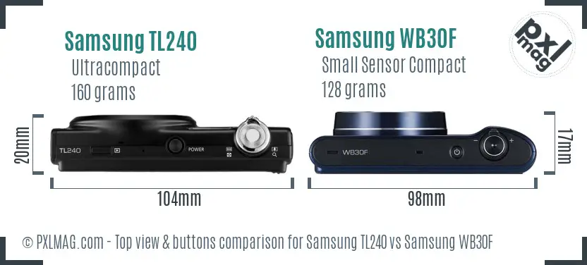 Samsung TL240 vs Samsung WB30F top view buttons comparison