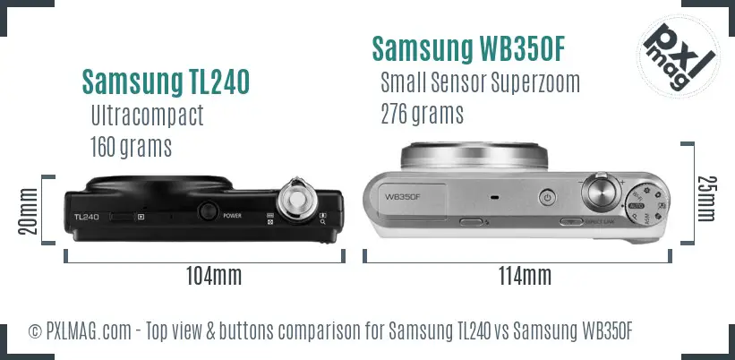 Samsung TL240 vs Samsung WB350F top view buttons comparison