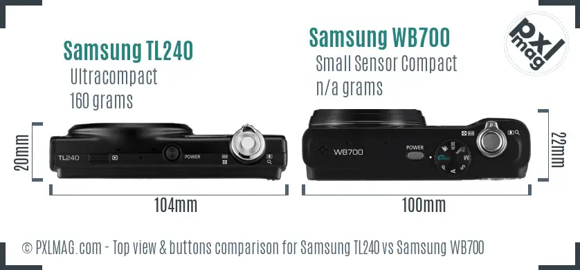 Samsung TL240 vs Samsung WB700 top view buttons comparison