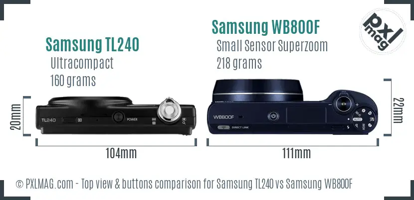 Samsung TL240 vs Samsung WB800F top view buttons comparison