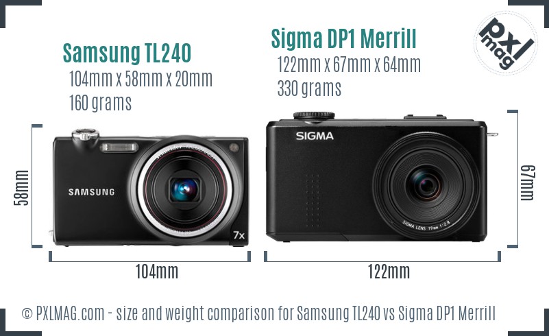 Samsung TL240 vs Sigma DP1 Merrill size comparison
