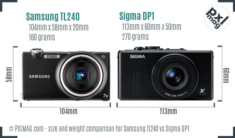 Samsung TL240 vs Sigma DP1 size comparison