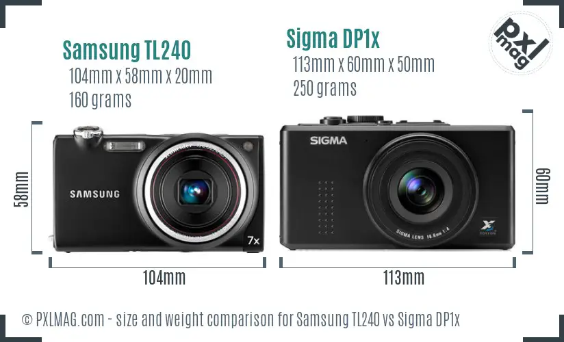 Samsung TL240 vs Sigma DP1x size comparison