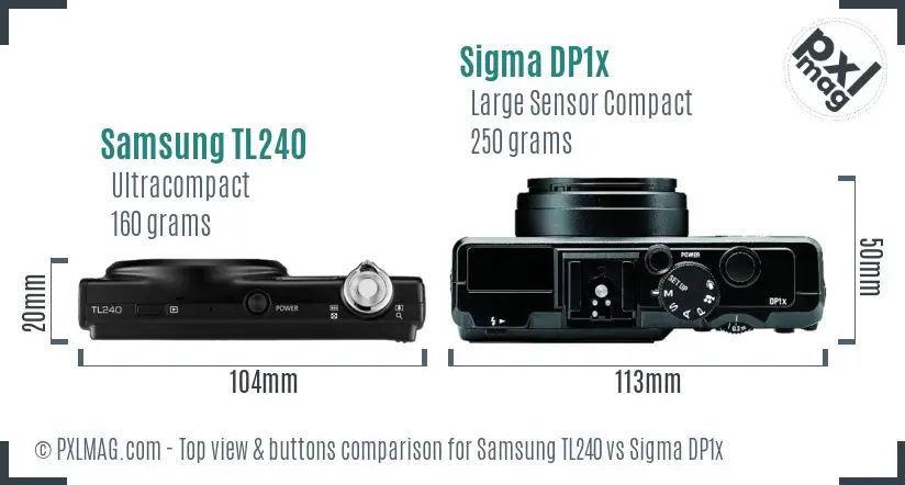 Samsung TL240 vs Sigma DP1x top view buttons comparison