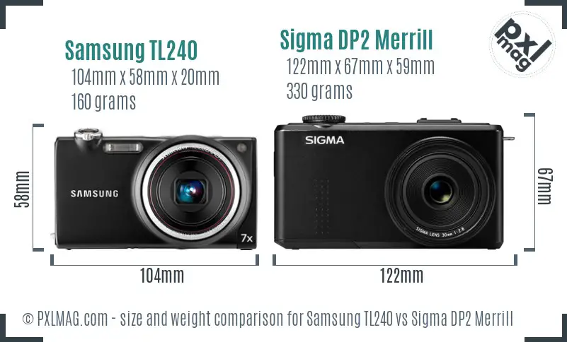 Samsung TL240 vs Sigma DP2 Merrill size comparison