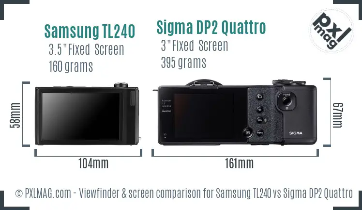 Samsung TL240 vs Sigma DP2 Quattro Screen and Viewfinder comparison