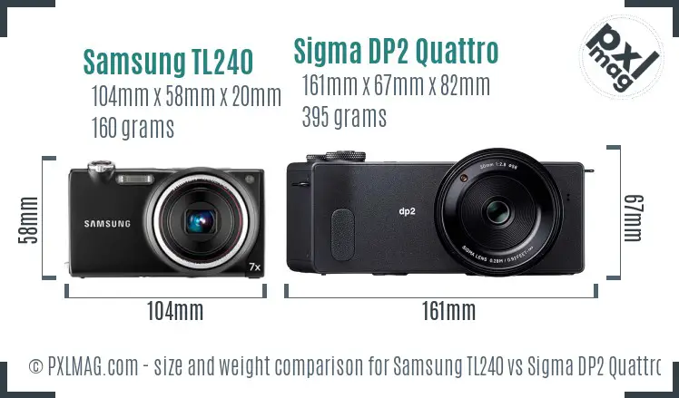 Samsung TL240 vs Sigma DP2 Quattro size comparison