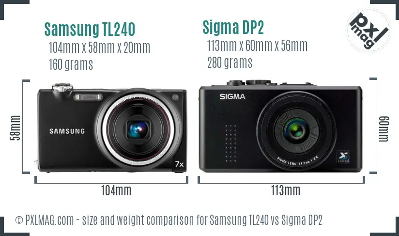 Samsung TL240 vs Sigma DP2 size comparison