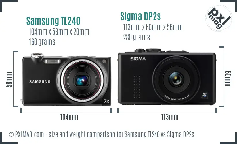 Samsung TL240 vs Sigma DP2s size comparison