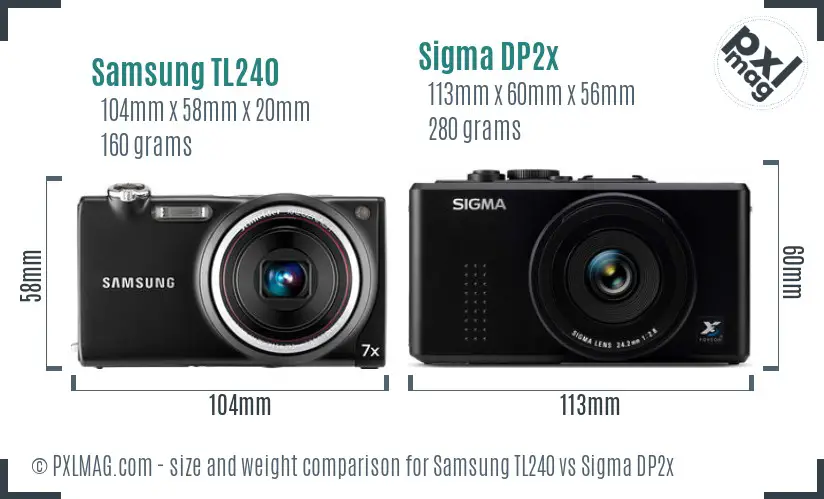 Samsung TL240 vs Sigma DP2x size comparison