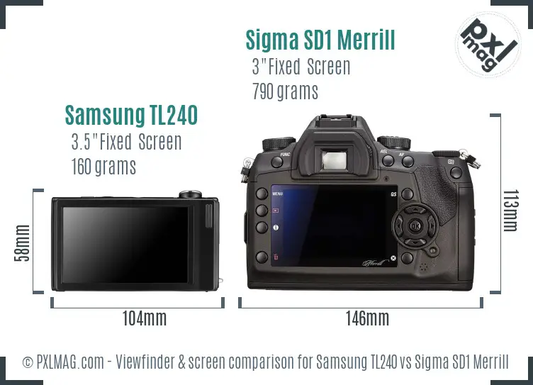Samsung TL240 vs Sigma SD1 Merrill Screen and Viewfinder comparison