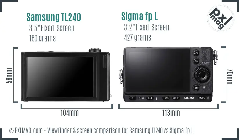 Samsung TL240 vs Sigma fp L Screen and Viewfinder comparison