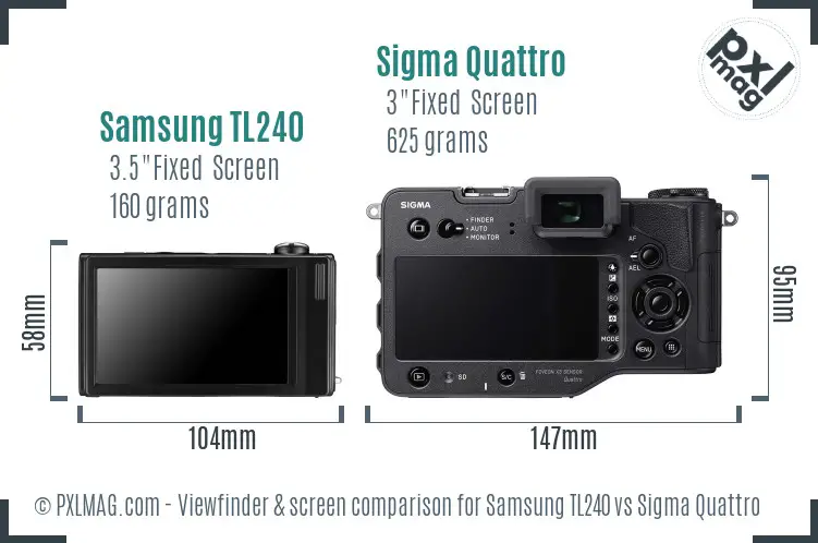 Samsung TL240 vs Sigma Quattro Screen and Viewfinder comparison