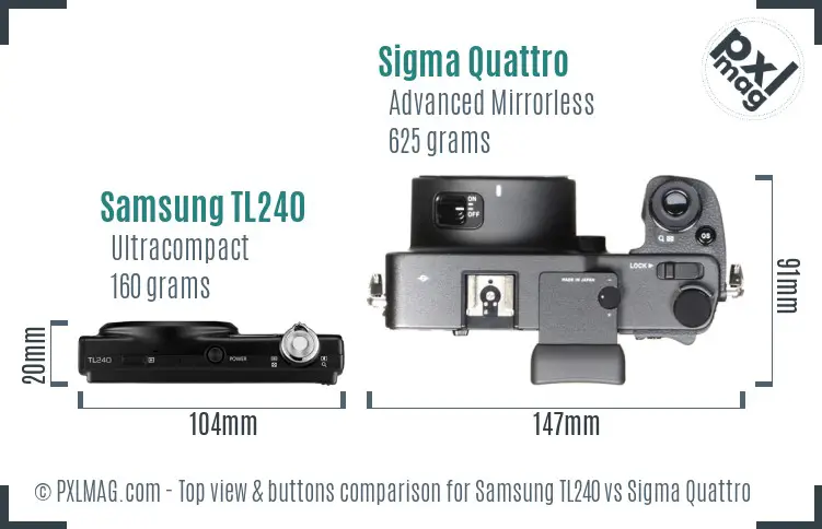 Samsung TL240 vs Sigma Quattro top view buttons comparison