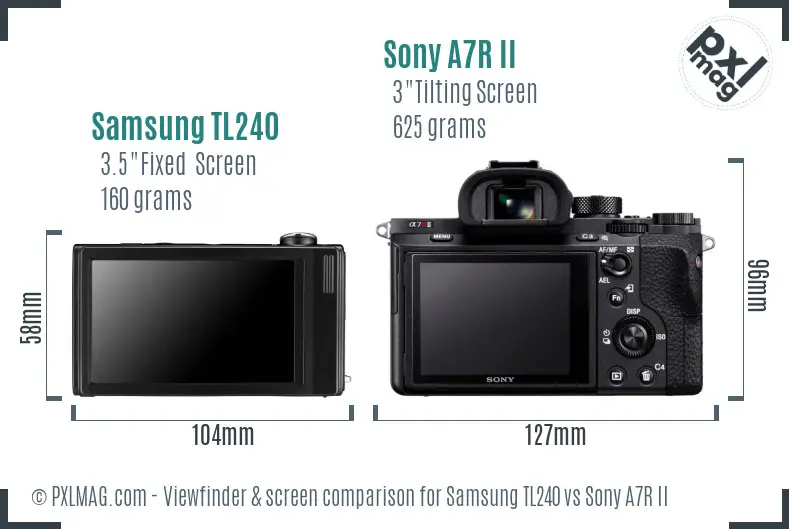 Samsung TL240 vs Sony A7R II Screen and Viewfinder comparison