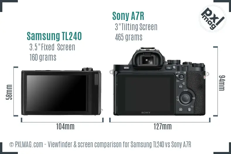 Samsung TL240 vs Sony A7R Screen and Viewfinder comparison