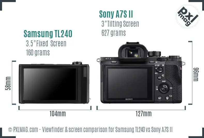 Samsung TL240 vs Sony A7S II Screen and Viewfinder comparison