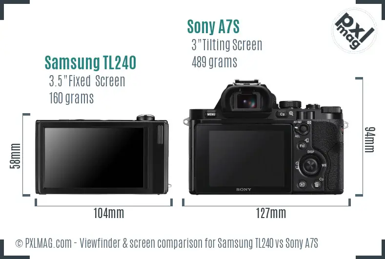 Samsung TL240 vs Sony A7S Screen and Viewfinder comparison