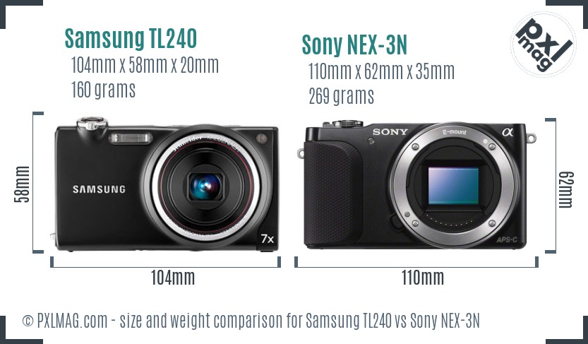 Samsung TL240 vs Sony NEX-3N size comparison