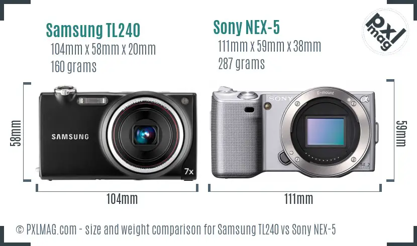 Samsung TL240 vs Sony NEX-5 size comparison