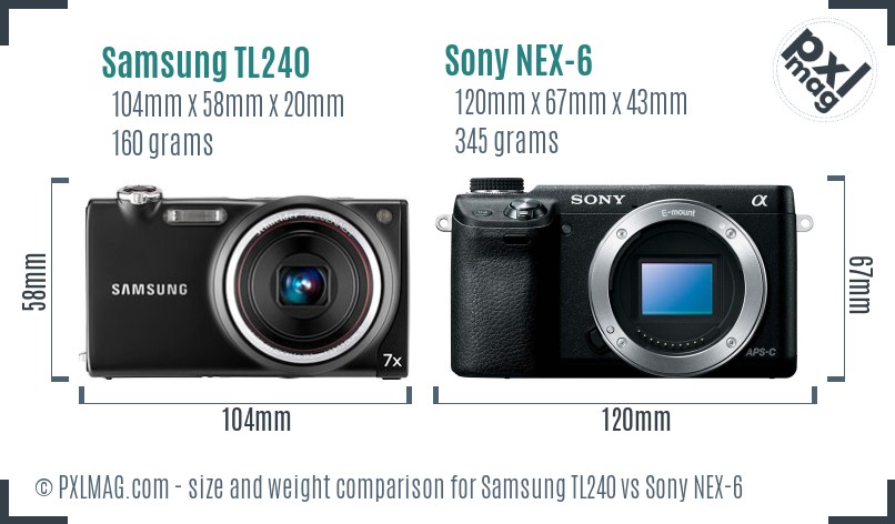 Samsung TL240 vs Sony NEX-6 size comparison