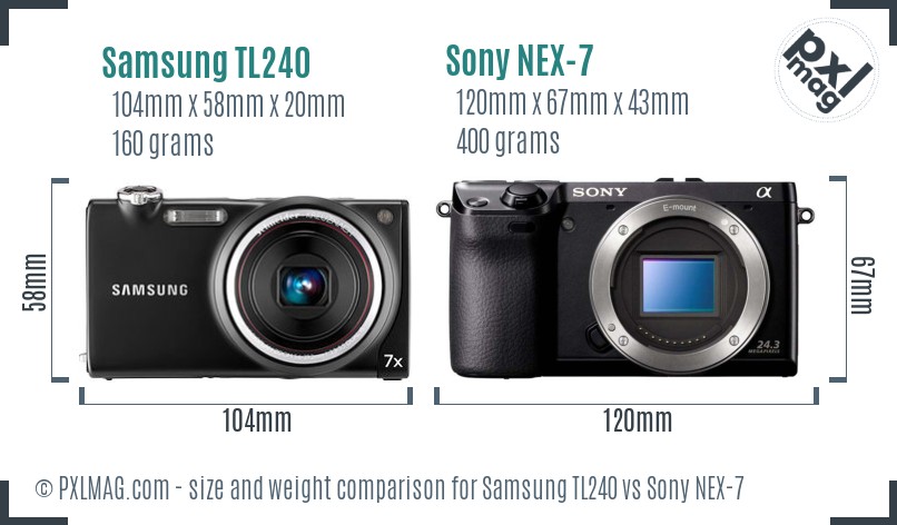 Samsung TL240 vs Sony NEX-7 size comparison