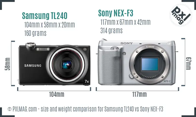 Samsung TL240 vs Sony NEX-F3 size comparison