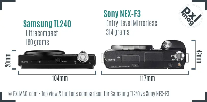 Samsung TL240 vs Sony NEX-F3 top view buttons comparison