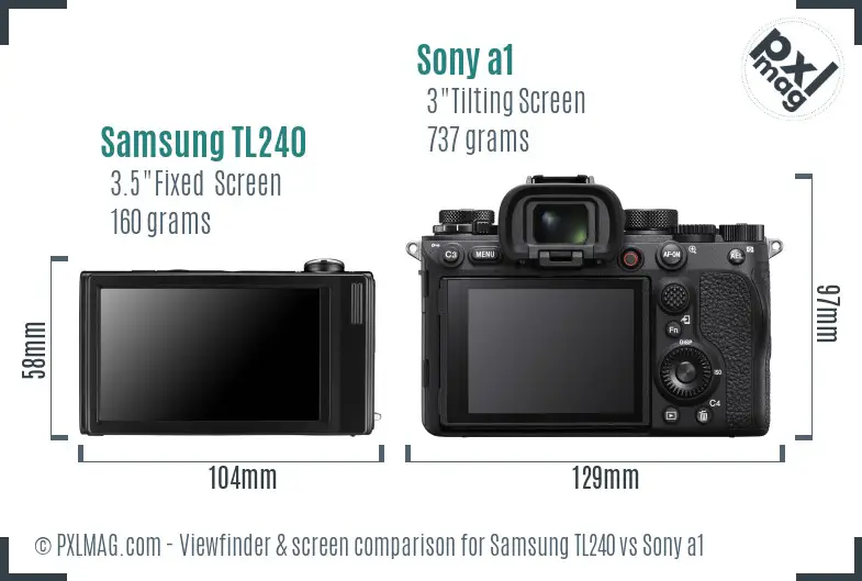 Samsung TL240 vs Sony a1 Screen and Viewfinder comparison