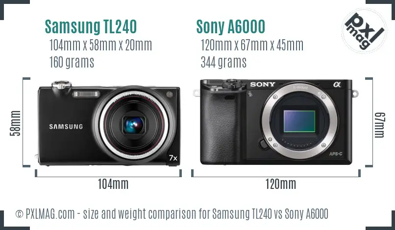 Samsung TL240 vs Sony A6000 size comparison