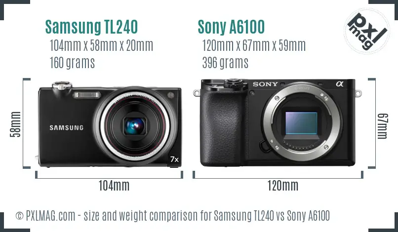 Samsung TL240 vs Sony A6100 size comparison