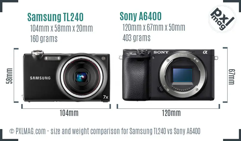 Samsung TL240 vs Sony A6400 size comparison Samsung TL240 vs Sony A6400 size comparison