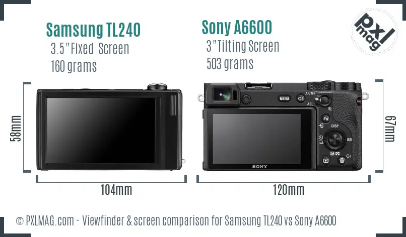 Samsung TL240 vs Sony A6600 Screen and Viewfinder comparison