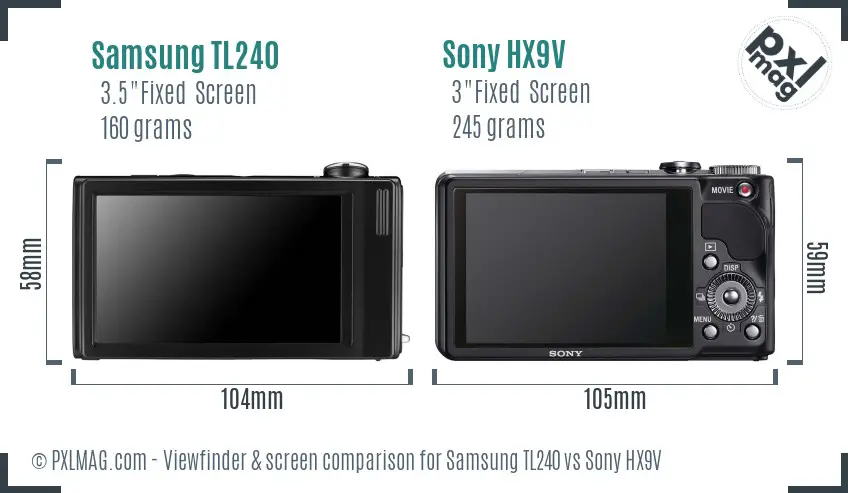 Samsung TL240 vs Sony HX9V Screen and Viewfinder comparison Samsung TL240 vs Sony HX9V Screen and Viewfinder comparison