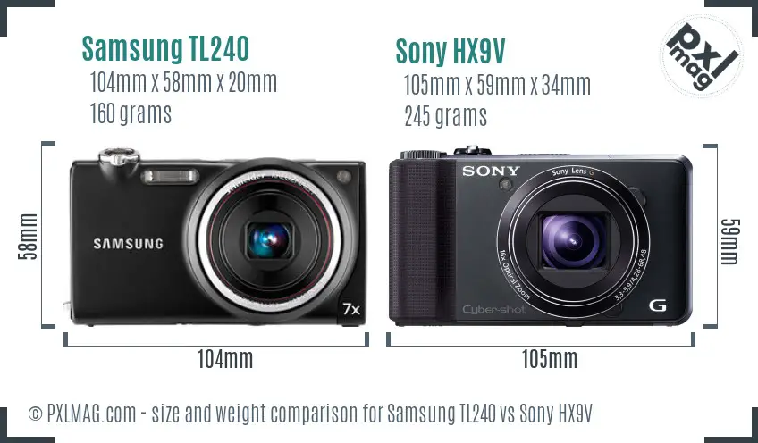 Samsung TL240 vs Sony HX9V size comparison Samsung TL240 vs Sony HX9V size comparison