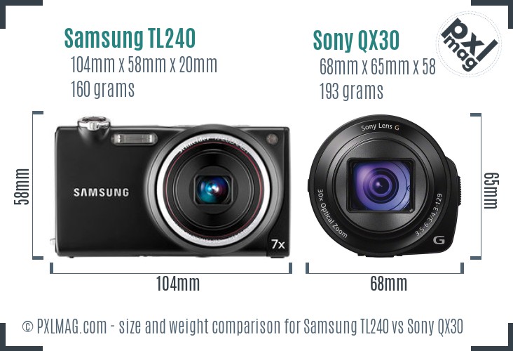 Samsung TL240 vs Sony QX30 size comparison Samsung TL240 vs Sony QX30 size comparison