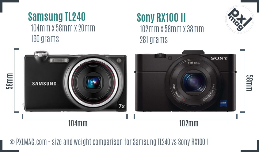 Samsung TL240 vs Sony RX100 II size comparison Samsung TL240 vs Sony RX100 II size comparison