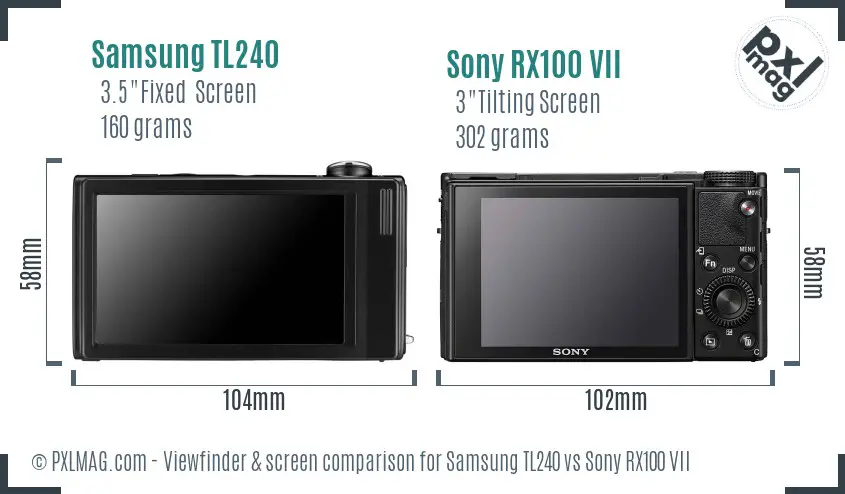 Samsung TL240 vs Sony RX100 VII Screen and Viewfinder comparison Samsung TL240 vs Sony RX100 VII Screen and Viewfinder comparison