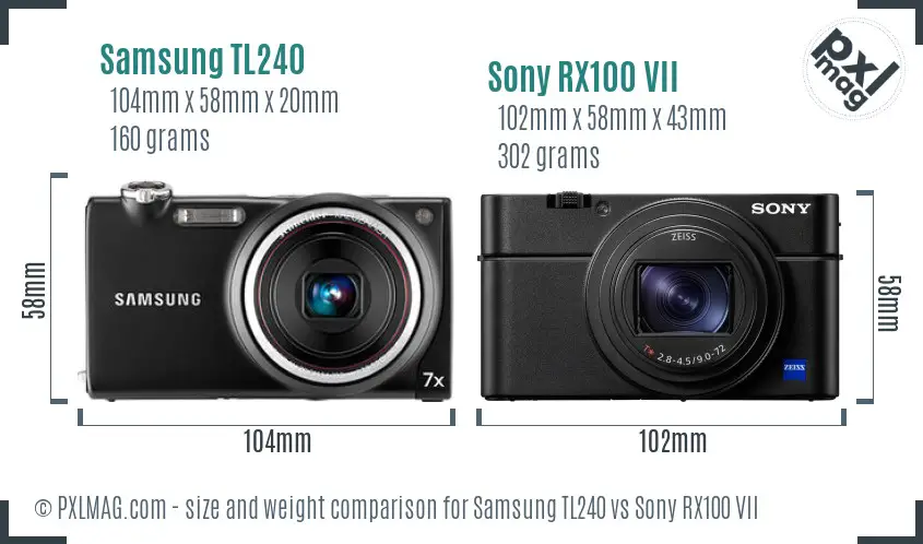 Samsung TL240 vs Sony RX100 VII size comparison Samsung TL240 vs Sony RX100 VII size comparison