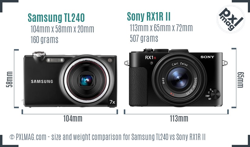 Samsung TL240 vs Sony RX1R II size comparison Samsung TL240 vs Sony RX1R II size comparison