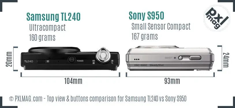 Samsung TL240 vs Sony S950 top view buttons comparison