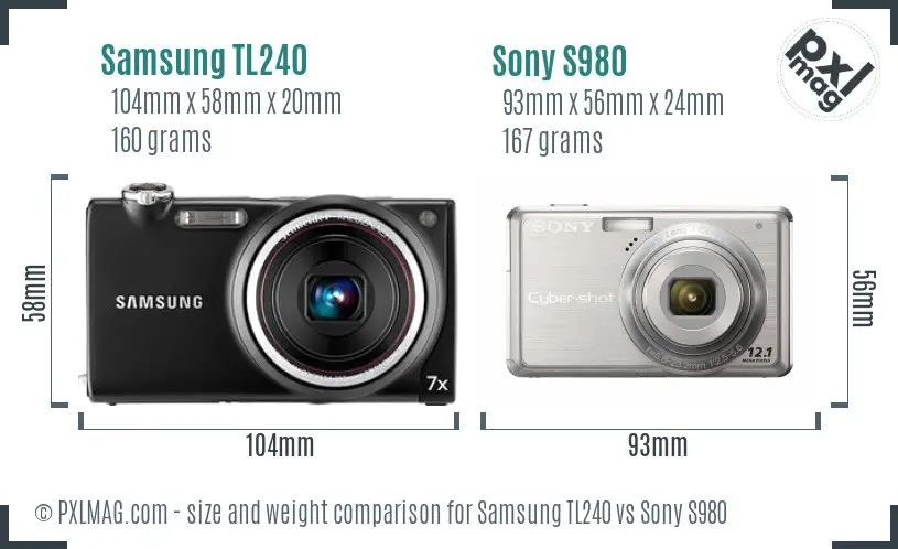 Samsung TL240 vs Sony S980 size comparison Samsung TL240 vs Sony S980 size comparison