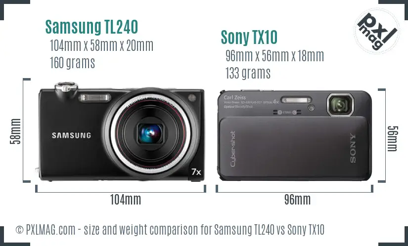 Samsung TL240 vs Sony TX10 size comparison