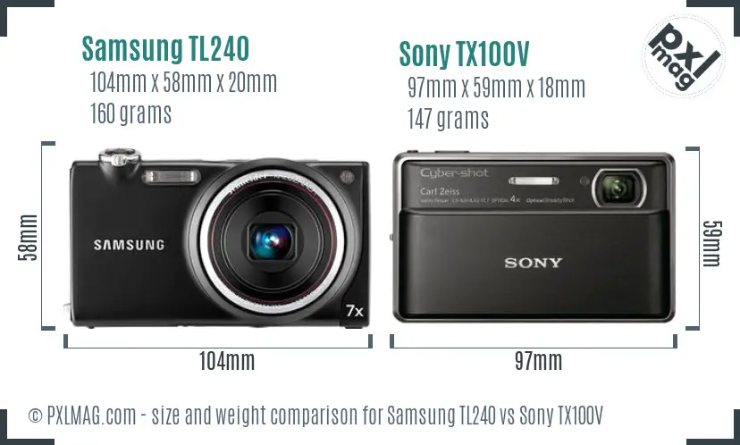 Samsung TL240 vs Sony TX100V size comparison