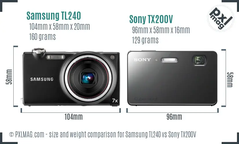 Samsung TL240 vs Sony TX200V size comparison