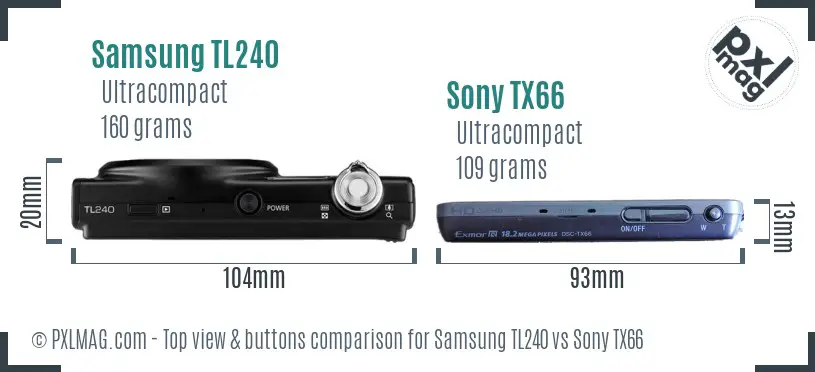 Samsung TL240 vs Sony TX66 top view buttons comparison